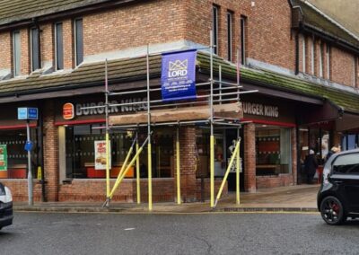 Burger King, North Shields, Firestone EPDM Flat Roof Reconstruction, Manthorpe Dry Ridge and Hip System, Code 4 Lead Valley Installation and Timber Fascia and Soffit Insurance Damage Project