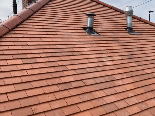 Forest Hall, Rosemary Clay Tile Re-Roof Project
