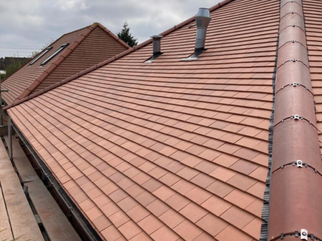 Forest Hall, Rosemary Clay Tile Re-Roof Project