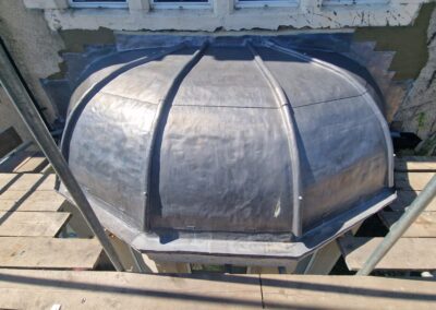 South Shields, Code 5 Lead Bespoke Curved Bay Top Complete with Bespoke Constructed Code 5 Lead-Welded Guttering System Project