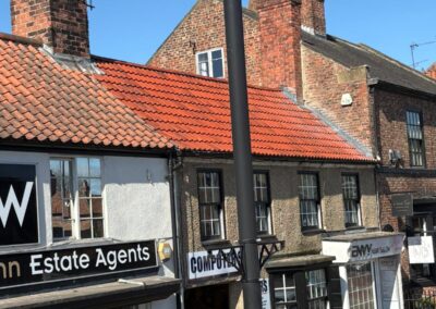 Northallerton High Street Crest Pantile Re Roof In Rustic Red With Rotten Timber Replacement And Lead Valleys To Rear